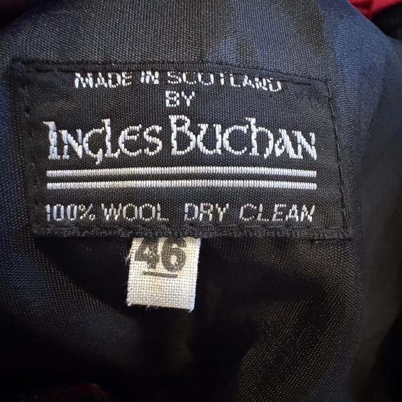 Ingles Buchan 100% Wool Tartan Vest Red Plaid Scotland Made Size 46 Waistcoat - Picture 2 of 5